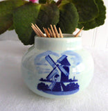 Toothpick Delft Delfts Blauw Small Vase Windmill Vintage Dutch Holland 1970s