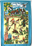 Garden Birds Of Britain Tea Towel Sparrow Woodpecker Robin Dish Towel 1970s