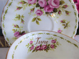 June Pink Roses Cup And Saucer Royal Albert Flower Of The Month 1970s