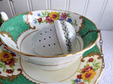 Vintage Porcelain Tea Diffuser Acorn With Cup Chain 3 Pc 1970s Kaiser Germany