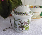 Vintage Porcelain Tea Diffuser Acorn With Cup Chain 3 Pc 1970s Kaiser Germany