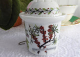 Vintage Porcelain Tea Diffuser Acorn With Cup Chain 3 Pc 1970s Kaiser Germany