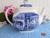 Liberty Blue Minutemen Scene Teapot 1970s-Blue Transferware England 42 Ounces