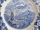 Lochs Of Scotland Blue Transferware Dinner Plate Royal Warwick England Scottish Landscape 1970s