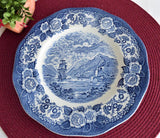 Lochs Of Scotland Blue Transferware Dinner Plate Royal Warwick England Scottish Landscape 1970s
