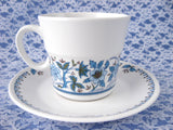 Cup And Saucer Noritake 1970s Blue Moon Progression Porcelain Blue And White Jacobean