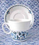 Cup And Saucer Noritake 1970s Blue Moon Progression Porcelain Blue And White Jacobean