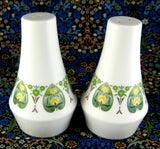 Noritake Progression Palos Verde Salt And Pepper Stylized Leaf Green 1970s