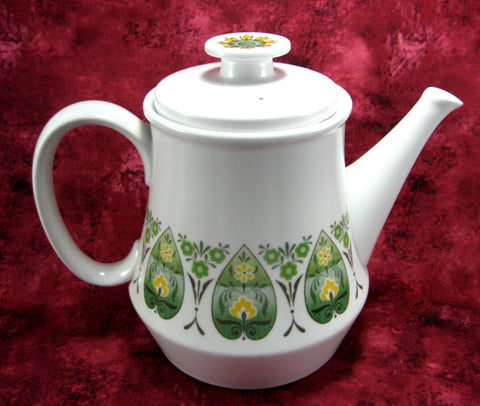 Teapot Noritake Progression Palos Verde Mid Century Green Yellow 1970s