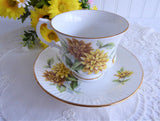 October Chrysanthemums Cup And Saucer Elizabethan England 1970s Bone China