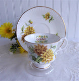 October Chrysanthemums Cup And Saucer Elizabethan England 1970s Bone China