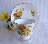 October Chrysanthemums Cup And Saucer Elizabethan England 1970s Bone China