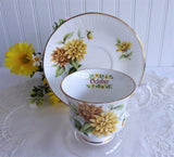 October Chrysanthemums Cup And Saucer Elizabethan England 1970s Bone China