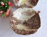 Johnson Brothers Olde English Countryside 2 Brown Transferware Square Bowls Cereal