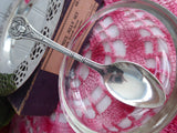 Oneida Silver 3 Piece Jelly Set Scarab Spoon Boxed Pierced Bowl 1970s Tea Party