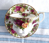 Cup And Saucer Royal Albert Old Country Roses 1962-1974 English Made Brush Gold Teacup