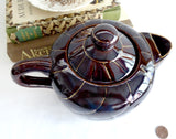 Teapot Brown Betty Treacle Brown 1970s Fred Roberts San Francisco Gold Swirl