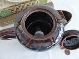 Teapot Brown Betty Treacle Brown 1970s Fred Roberts San Francisco Gold Swirl