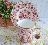Rougemont Cup And Saucer Royal Crown Derby 1970s Demitasse Charming Red White