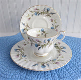 Royal Albert Brigadoon Teacup Trio Pink Blue Thistles Gold Trim 1970s Bone China