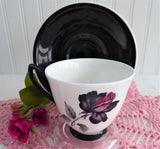 Black Pink Rose Cup And Saucer Royal Albert Masquerade 1970s English Bone China
