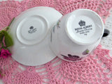 Black Pink Rose Cup And Saucer Royal Albert Masquerade 1970s English Bone China