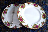 Vintage Pair Royal Albert Old Country Roses Dinner Plates 1970s English Made