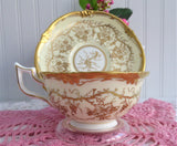 Cup And Saucer Royal Cauldon Kings Plate Hand Painted Lush Gold English 1970s