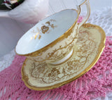 Cup And Saucer Royal Cauldon Kings Plate Hand Painted Lush Gold English 1970s