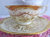 Cup And Saucer Royal Cauldon Kings Plate Hand Painted Lush Gold English 1970s