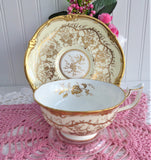 Cup And Saucer Royal Cauldon Kings Plate Hand Painted Lush Gold English 1970s