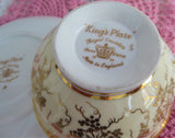 Cup And Saucer Royal Cauldon Kings Plate Hand Painted Lush Gold English 1970s