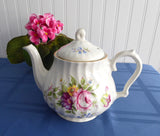 Teapot England Bone China Floral Molded Swirl Tea Pot Vintage 1960s Royal Park