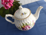 Teapot England Bone China Floral Molded Swirl Tea Pot Vintage 1960s Royal Park