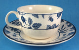 Blue Transferware 1970s Cup And Saucer Royal Stafford Blue Strawberry Vines Earthenware