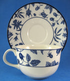 Blue Transferware 1970s Cup And Saucer Royal Stafford Blue Strawberry Vines Earthenware