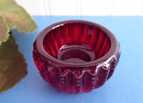 Ruby Red Glass Salt Dip Imperial Glass Zipper Open Salt Teabag Holder 1970s