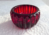 Ruby Red Glass Salt Dip Imperial Glass Zipper Open Salt Teabag Holder 1970s