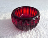 Ruby Red Glass Salt Dip Imperial Glass Zipper Open Salt Teabag Holder 1970s