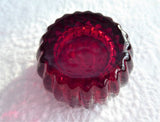 Ruby Red Glass Salt Dip Imperial Glass Zipper Open Salt Teabag Holder 1970s