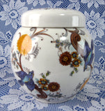 Sadler Ginger Jar Tea Caddy Fancy Birds Pattern 1970s Ceramic Canister