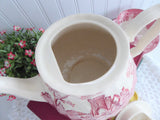 Sadler Teapot Brigadoon Red Transferware 1970s Afternoon Tea Large Landscape