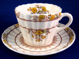 Spode England Buttercup Cream Ware Cup And Saucer Maroon Transfer 1970s