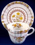 Spode England Buttercup Cream Ware Cup And Saucer Maroon Transfer 1970s