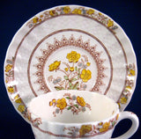 Spode England Buttercup Cream Ware Cup And Saucer Maroon Transfer 1970s