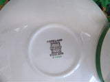 Christmas Tree Spode Cup And Saucer Green Trim Made In England Differing Dates