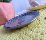 Blue Stoneware Teabag Caddy Blue Sponge Flower Butter Pat Bennington Stoneware