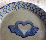 Winged Heart Blue Sponge Butter Pat Stoneware Teabag Caddy Stoneware