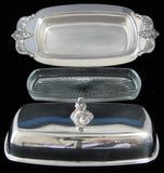 Towle Silver Louis Philippe 3 Piece Butter Dish With Lid Glass Liner 1970s