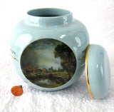 Blue Tea Caddy Canister Twinings Constable Paintings Ceramic 1970s